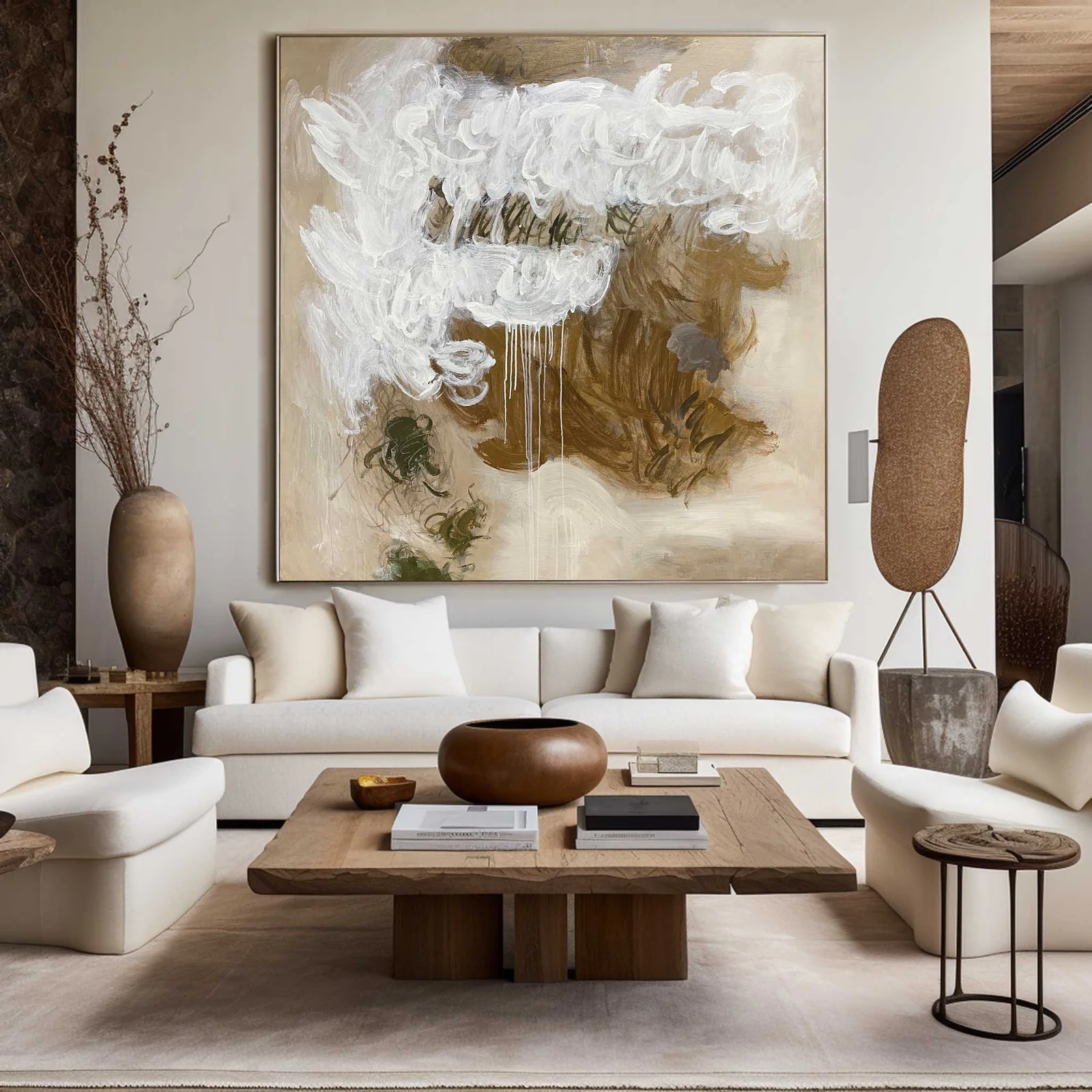 Elegant living room with brown tones